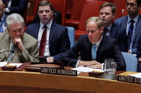 British Ambassador to the United Nations Matthew Rycroft addresses the United Nations Security Council during a high level meeting on Syria at the United Nations in Manhattan, New York