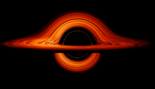 simulated black hole seen almost edge-on from the accretion disk